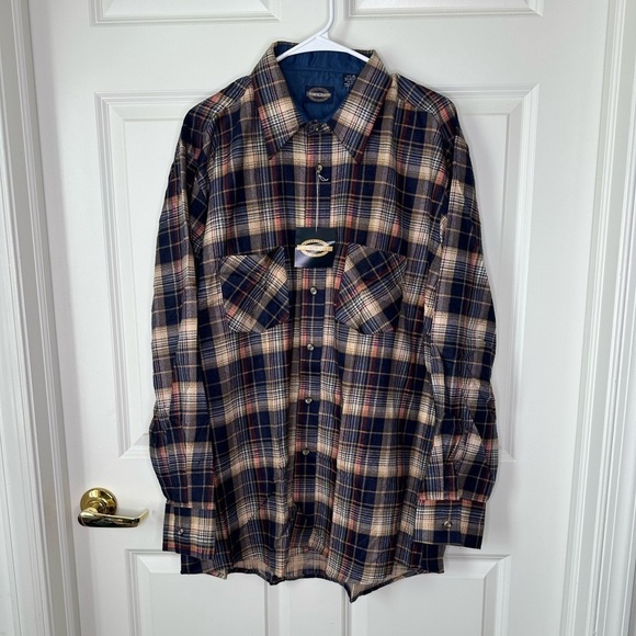 Men’s Towncraft Flannel Shirt Size XL Tall Button Down Plaid - Picture 1 of 7
